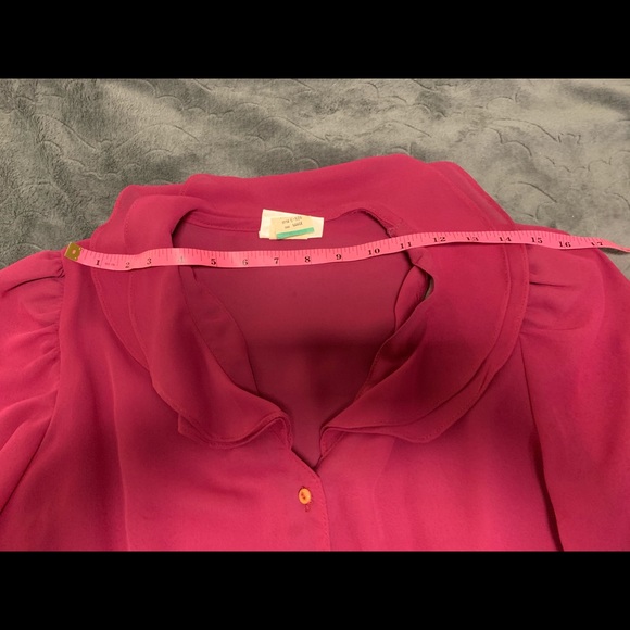 VINTAGE Ms. Paquette | Ruffle Collar Puff Shoulder Long Sleeve Button Up | L - Picture 6 of 11